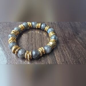Labradorite Grey Gold Strong Magnetic Hidden Closure 8.25"